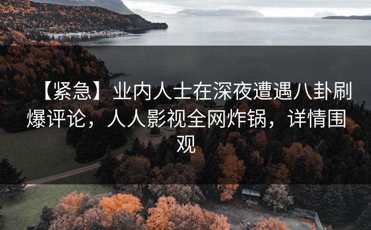 【紧急】业内人士在深夜遭遇八卦刷爆评论,人人影视全网炸锅,详情围观