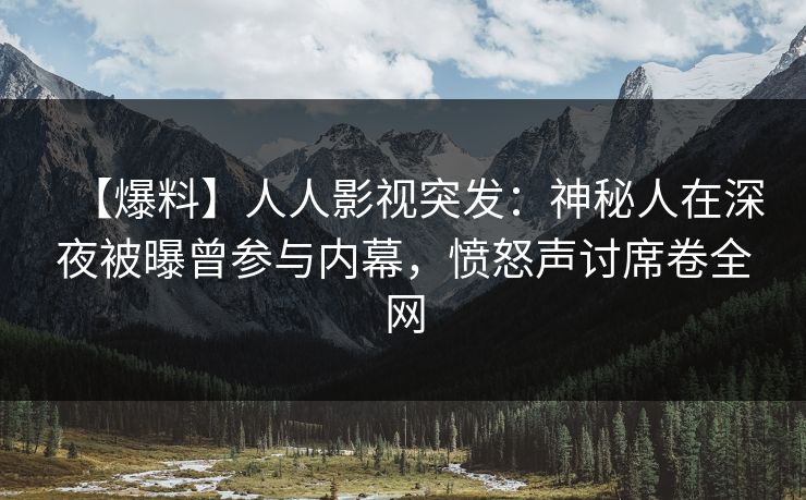 【爆料】人人影视突发:神秘人在深夜被曝曾参与内幕,愤怒声讨席卷全网