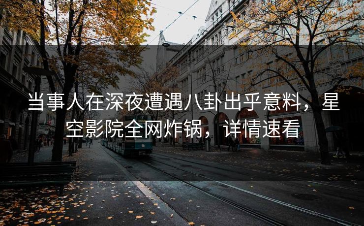 当事人在深夜遭遇八卦出乎意料,星空影院全网炸锅,详情速看