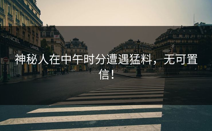 神秘人在中午时分遭遇猛料,无可置信!