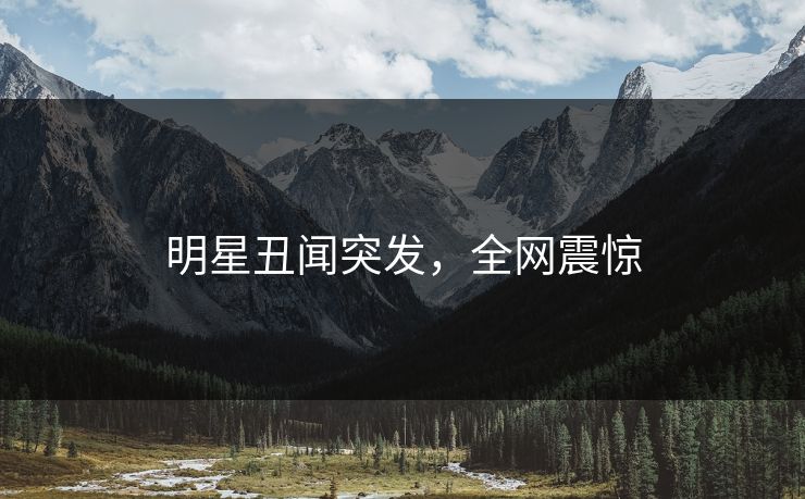 明星丑闻突发,全网震惊